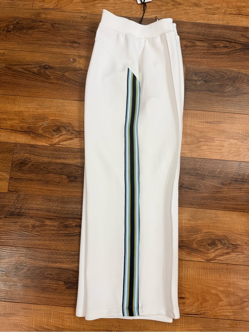 CALIA by Carrie Underwood Scuba White Wide-Leg Pants with Side Stripe XXL